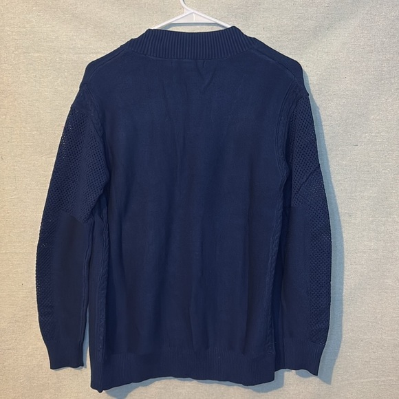 Faith and Zoe Womens Cardigan Petite Small Navy Blue Patterned Sleeves New Comfy - Picture 5 of 9